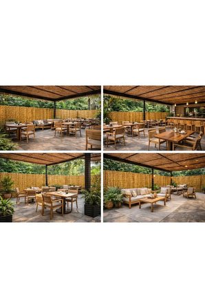 TELLİ DOKUMA Doğal Kamış Çit Bambu Hasır Bahçe Gizlilik Çiti 150x500 cm Balkon Teras Çit