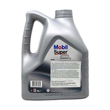 Mobil Super 3000 X1 5W-40 Motor Yağı 4 Litre (Üretim Yılı - 2024)