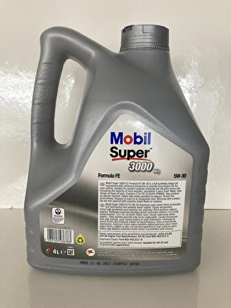 Mobil Super 3000 X1 Formula FE 5W-30 Tam Sentetik Motor Yağı 4 Litre (Üretim Yılı - 2023)