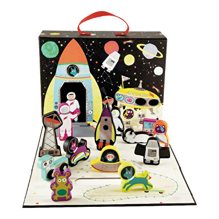 FLOSS & ROCK Ahşap Figürlü Oyun Kutuları/Space