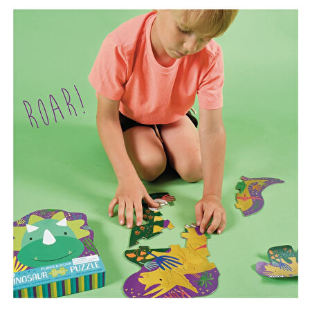 FLOSS & ROCK 12 Parça Şekilli Yap-Boz/Dinosaur