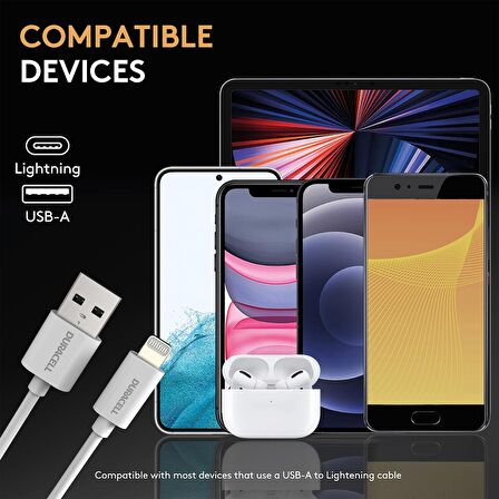 Duracell Apple Uyumlu 1m Şarj Data Kablosu Beyaz USB5012W