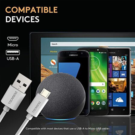 Duracell 2m USB-A to Micro USB Şarj Kablosu - Beyaz