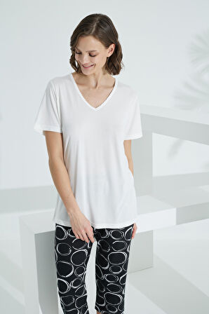 Bambu Soft Kumaş Kısa Kol Kapri Takım 71040