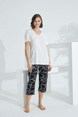 Bambu Soft Kumaş Kısa Kol Kapri Takım 71040