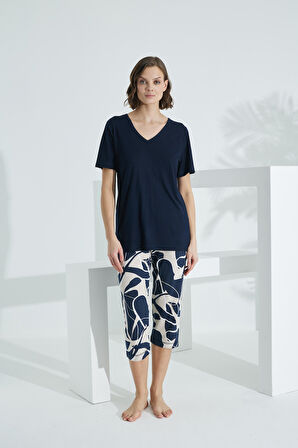 Bambu Soft Kumaş Kısa Kol Kapri Takım 71039