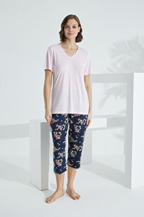 Bambu Soft Kumaş Kısa Kol Kapri Takım 71041