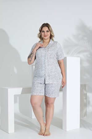 Angelique Bambu Kumaş Kısa Kol Düğmeli Kadın Şort Takım 22050