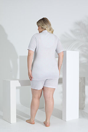 Angelique Bambu Kumaş Kısa Kol Düğmeli Kadın Şort Takım 22053