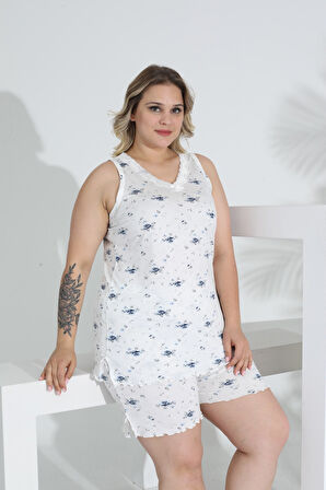 Angelique Bambu Kumaş Kolsuz V Yaka Kadın Şort Takım 22061