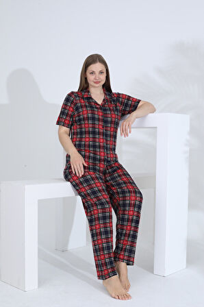 Angelique Bambu Kısa Kol Önden Düğmeli Kadın Pijama Takımı 22007