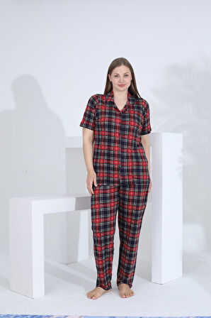 Angelique Bambu Kısa Kol Önden Düğmeli Kadın Pijama Takımı 22007