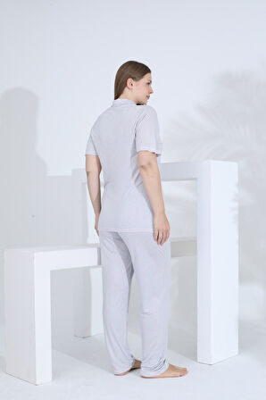 Angelique Bambu Kısa Kol Önden Düğmeli Kadın Pijama Takımı 22008