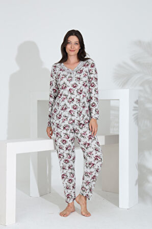 Angelique %100 Pamuk Uzun Kol  Kadın Pijama Takımı 21512
