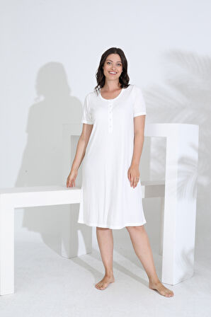 Bambu Kısa Kol Hamile Lohusa Gecelik Elbise 30280-30283