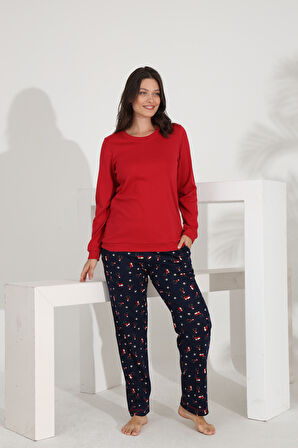 Etoile %100 Pamuk Uzun Kol Manşetli Cepli Kadın Pijama Takımı 98515-516