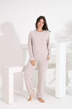 Etoile %100 Pamuk Uzun Kol Manşetli Cepli Kadın Pijama Takımı 98414