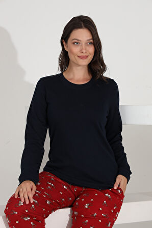 Etoile %100 Pamuk Uzun Kol Manşetli Cepli Kadın Pijama Takımı 98515-516