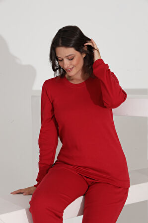 Etoile %100 Pamuk Uzun Kol Düz Renk Manşetli Cepli Kadın Pijama Takımı 98512