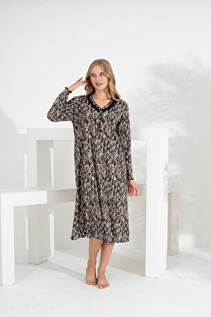 Angelique %100 Pamuk Uzun Kol Kadın Elbise 22533