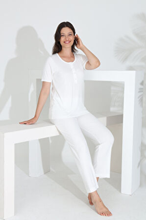 Bambu Kısa Kol Hamile Lohusa Pijama Takım 30241Y-30245Y