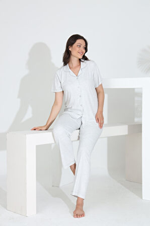 Bambu Boydan Düğmeli Hamile Lohusa Pijama Takım 30201Y-30205Y