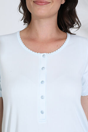 Bambu Kısa Kol Hamile Lohusa Gecelik Elbise 30280-30283