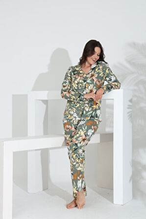 Etoile %100 Pamuk Uzun Kol Önden Düğmeli Kadın Pijama Takımı 98242