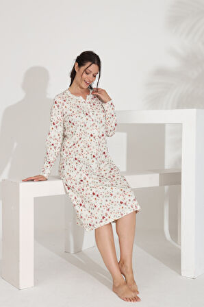 %100 Pamuk Uzun Kol Kadın Elbise 91226