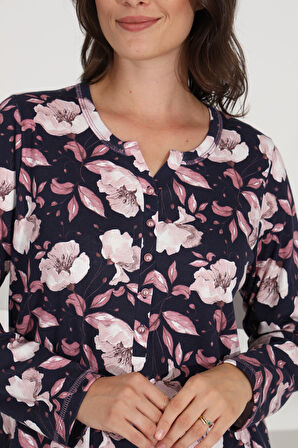 %100 Pamuk Uzun Kol Kadın Elbise 91224