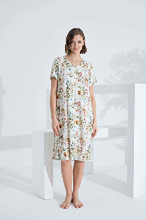 Bambu Kısa Kol Yazlık Kadın Elbise 72238