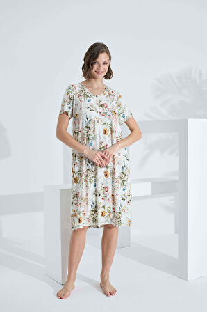 Bambu Kısa Kol Yazlık Kadın Elbise 72238