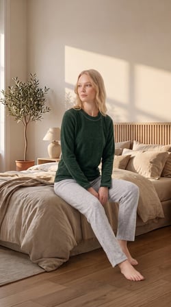 %100 Pamuklu Uzun Kollu Yumuşak Dokulu Rahat Kesim Pijama Takım 27404