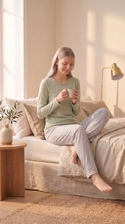 %100 Pamuklu Uzun Kollu Yumuşak Dokulu Rahat Kesim Pijama Takım27403