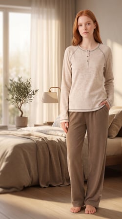 %100 Pamuklu Uzun Kollu Yumuşak Dokulu Rahat Kesim Pijama Takım 27401