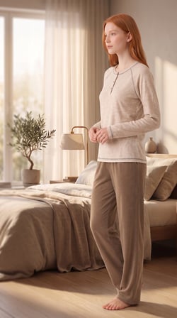 %100 Pamuklu Uzun Kollu Yumuşak Dokulu Rahat Kesim Pijama Takım 27401