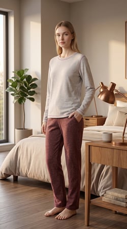 %100 Pamuklu Uzun Kollu Yumuşak Dokulu Rahat Kesim Pijama Takım 27407