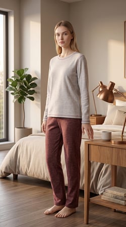 %100 Pamuklu Uzun Kollu Yumuşak Dokulu Rahat Kesim Pijama Takım 27407