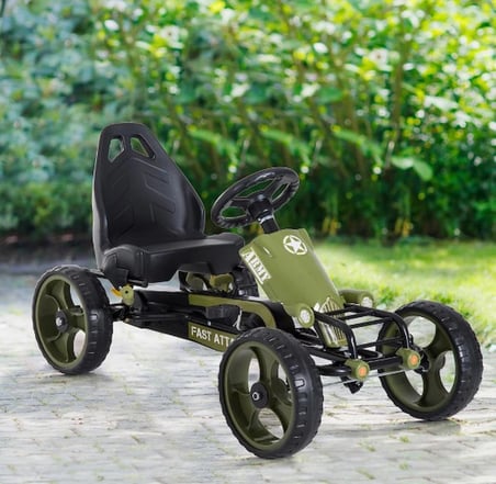 Çocuklar İçin Pedallı Go-Kart - Yeşil (3-6 Yaş, Ayarlanabilir Koltuk, El Freni, 105 x 54 x 61 cm)