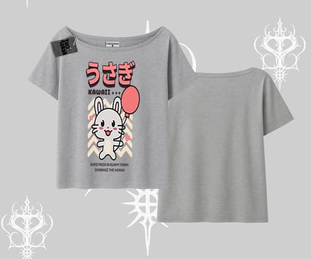 Kayık Yaka Tshirt Usagi Kawaii Cute Heart Energy