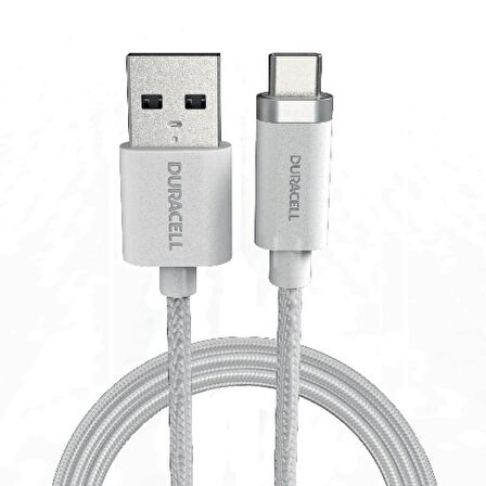 Duracell 1m USB-A to USB-C Örgülü Şarj Kablosu - Beyaz