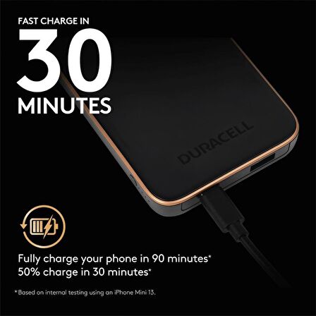 Duracell 10.000mAh Powerbank PD 18W ( USB-A, USB-C ) - Siyah