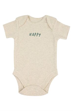 Bebek %100 Organik Pamuk Ribana Kumaş 3'lü Bodysuit/Zıbın