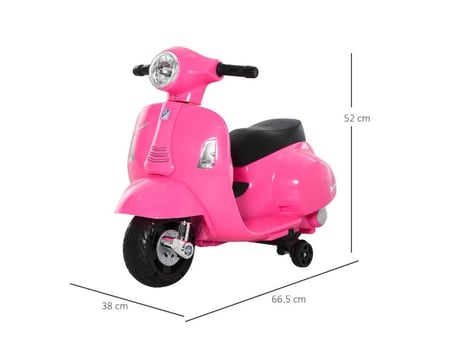 Lisanslı Vespa 6V Akülü Çocuk Motosikleti - Pembe (18-36 Ay, 66.5 x 38 x 52 cm)