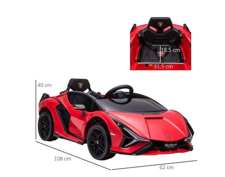 Lisanslı Lamborghini 12V Uzaktan Kumandalı Akülü Çocuk Arabası - Kırmızı (108 x 62 x 40 cm)