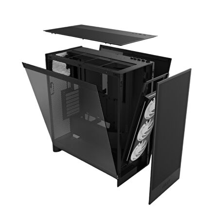 NZXT H7 Flow(2024) CM-H72FB-R1 RGB Black Tempered Glass USB 3.2 ATX Mid Tower Kasa