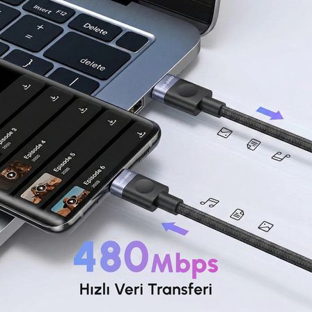 VEN-DENS VD-DCM03 Premium USB-C PD Hızlı Şarj Kablosu - 1 Metre