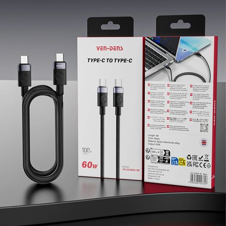 VEN-DENS VD-DCM05 Premium USB-C Hızlı Şarj Kablosu 60W - 1 Metre