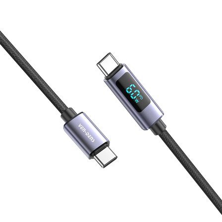 VEN-DENS VD-DCN05 Premium Dijital Ekranlı USB-C Şarj Kablosu 60W
