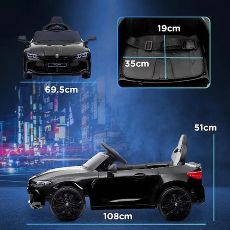 BMW M4 Lisanslı 12V Uzaktan Kumandalı Akülü Çocuk Arabası - Siyah (108 x 69.5 x 51 cm)